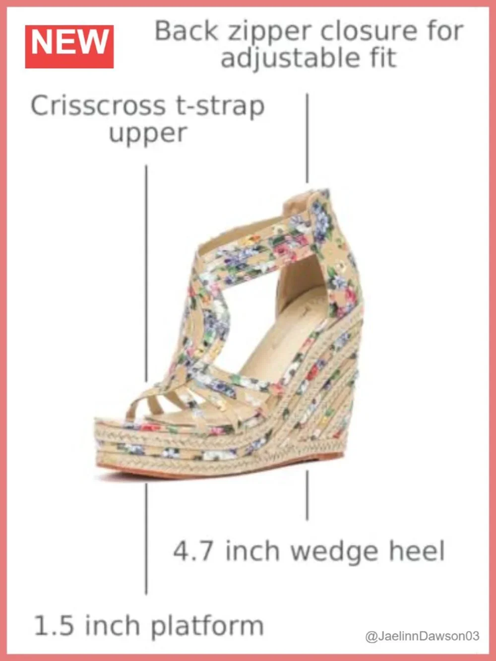 Women's Espadrille Wedge Sandals Floral T-Strap Ankle Zip Platform Peep Toe